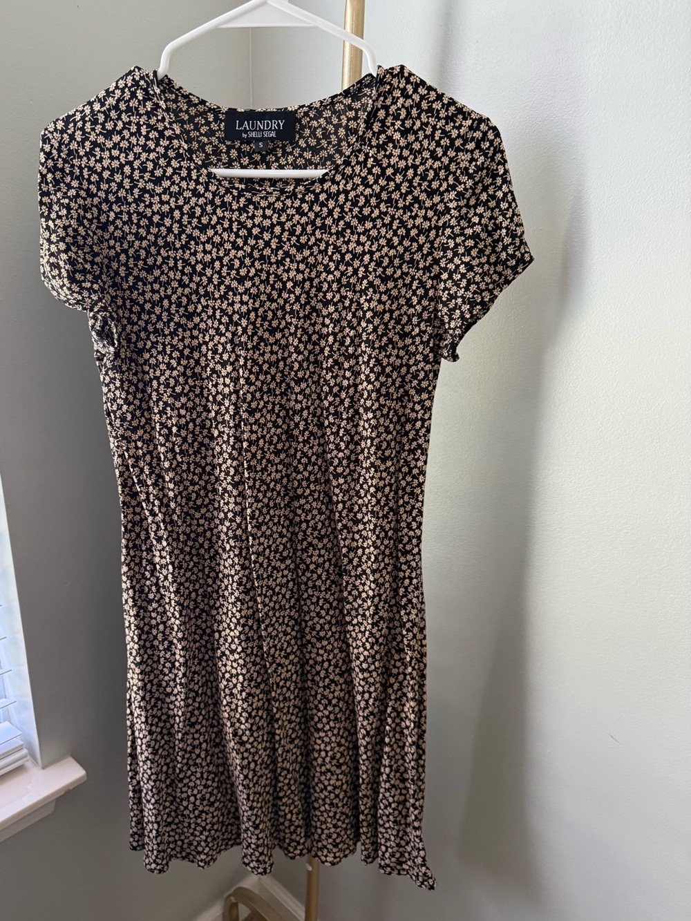 Laundry By Shelli Segal Black Mini Dress with Cream Floral Print